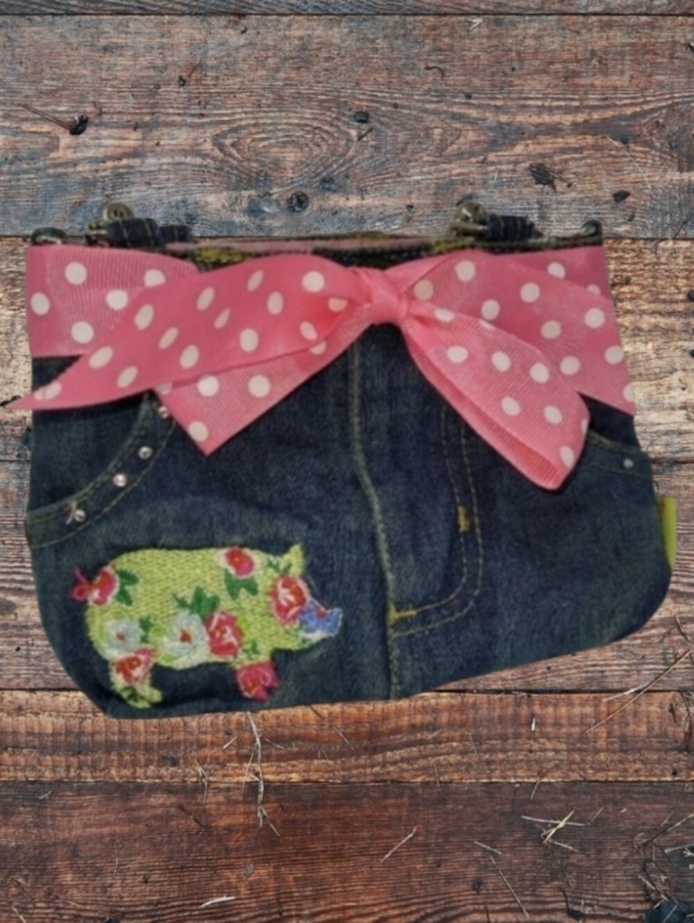 GIRLS DENIM PIG PURSE - Picture 10 of 11